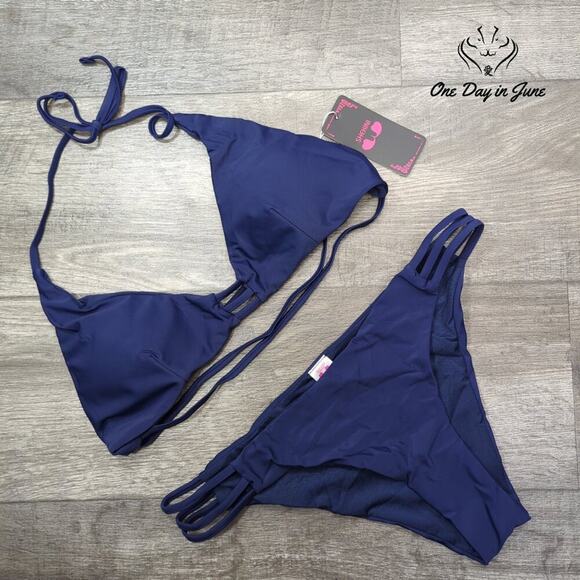 Shekini Halter Cut Out Strappy Bikini Swimsuit Size XL - Picture 1 of 4